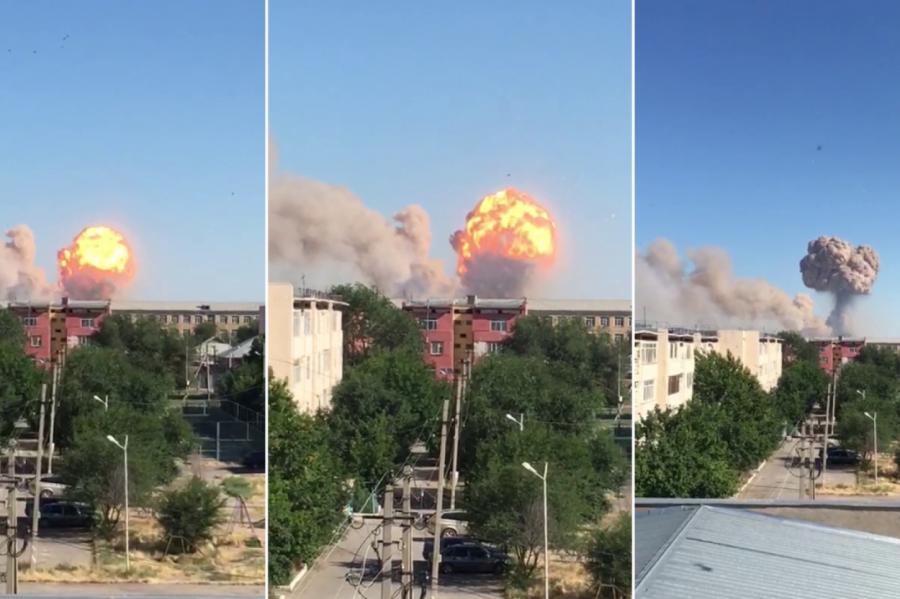 Kazahstānā pēc sprādziena tiek evakuēti visi pilsētas iedzīvotāji (VIDEO)