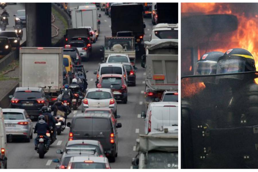 Francijā arī nedēļas nogalē turpinās haoss un transporta paralīze (+VIDEO)