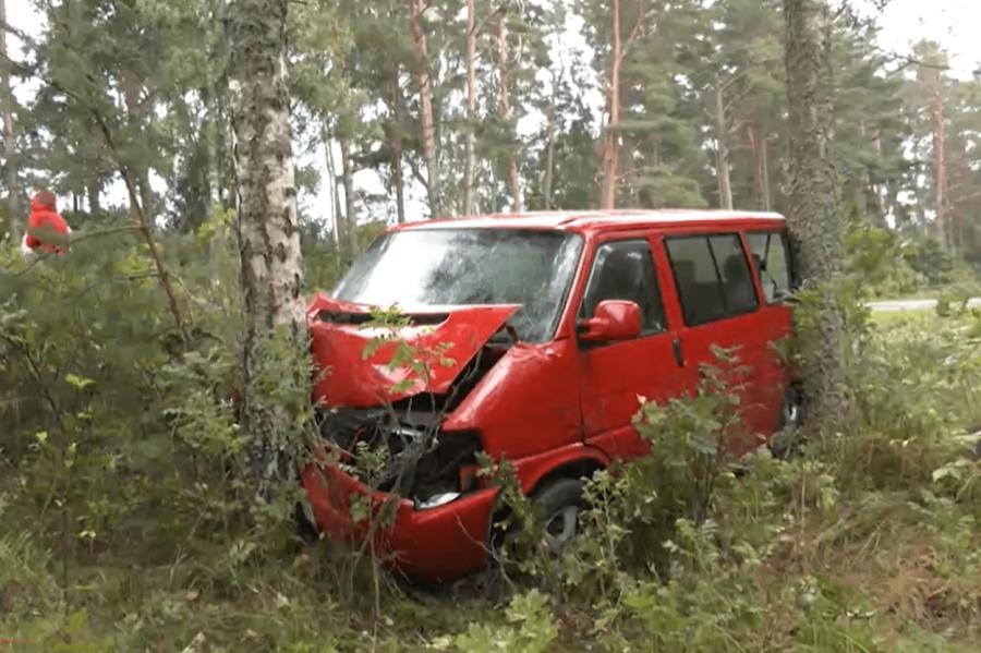 Mikroautobusam ietriecoties kokā, gājuši bojā divi cilvēki (+VIDEO)
