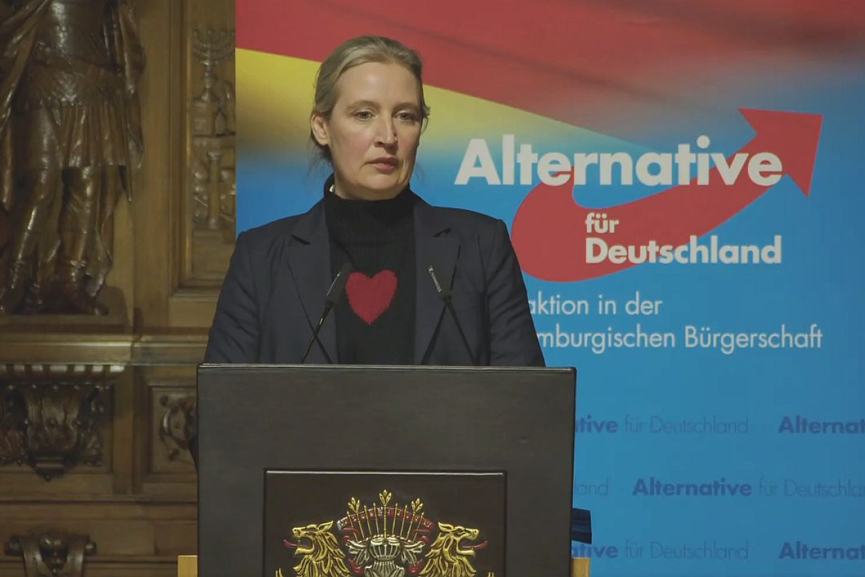 Hamburgā protestē pret AfD līdzpriekšsēdētājas Alises Veideles vizīti