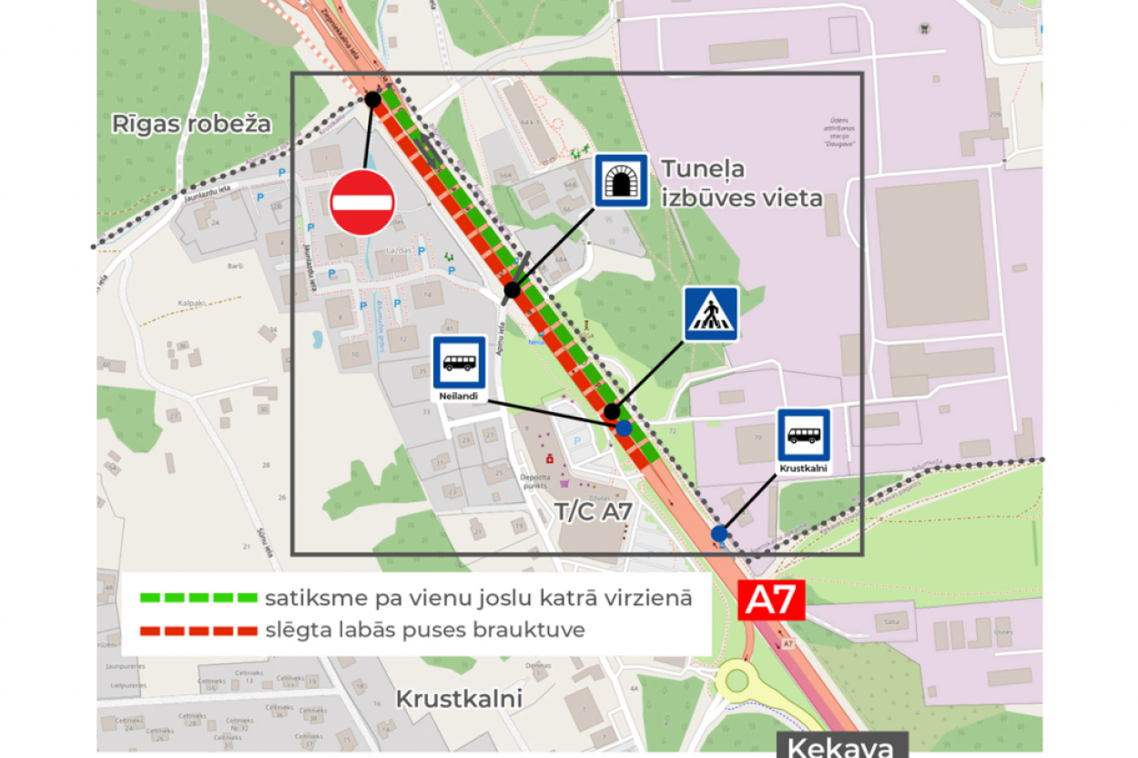 Pie Krustkalniem sāk būvēt tuneli zem Bauskas šosejas (+VIDEO)